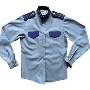 Marching band military style Uniform shirt grey & purple Wmns M